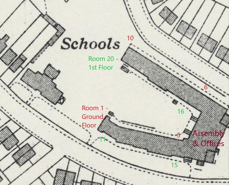 OS 25 inch Shirley Warren Schools 1941 rooms